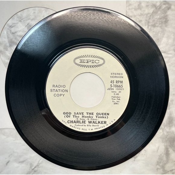 Charlie Walker God Save the Queen of the Honky Tonks 45 Country Promo Epic - Picture 4 of 6